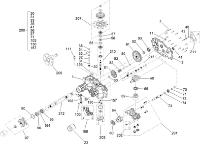 Lh Transmission Assembly No. 147-0366 Diagram and Parts List for 44454 413000000 - 999999999 Toro Lawn Mower