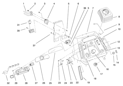 Dash Assembly Diagram and Parts List for 72047 9900001 - 9999999 Toro Lawn Tractor