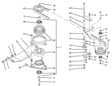 Pto Electric Clutch & Drive Assembly Diagram and Parts List for 74101 690001 - 699999 Toro Lawn Tractor