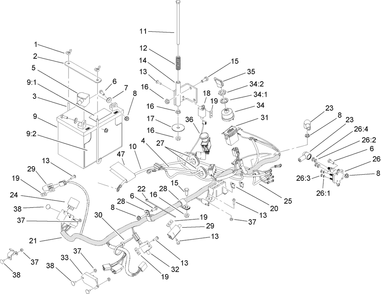 Electrical Assembly Diagram and Parts List for 74410 (270002001-270999999)(2007) Toro Lawn Mower