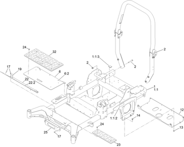 Frame Assembly Diagram and Parts List for 74020 412000000 - 414137560 Toro Lawn Tractor