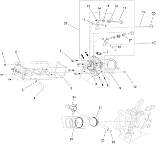 Piston And Head Assembly Diagram and Parts List for 37799 413000000 - 414399999 Toro Snow Blower