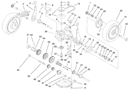 Gear Case Assembly Diagram and Parts List for 20481 7900001 - 7999999 Toro Lawn Mower