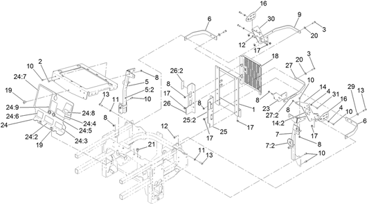 Engine Housing Assembly Diagram and Parts List for 74267 403247200-999999999 Toro Lawn Mower