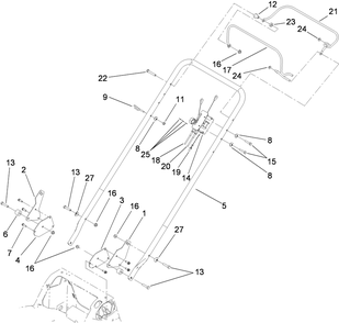 Handle Assembly Diagram and Parts List for 22156TE (310000001-310001000)(2010) Toro Lawn Mower
