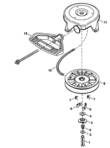 Rewind Starter No. 590672 Diagram and Parts List for 38555 3900001 - 3999999 Toro Snow Blower