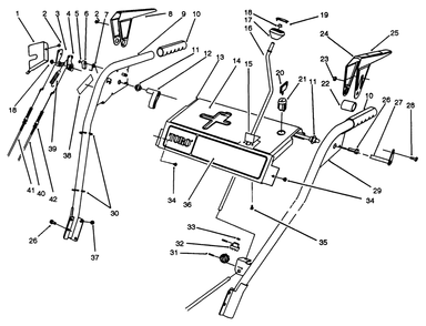 Handle Assembly Diagram and Parts List for 38543 3900001 - 3999999 Toro Snow Blower
