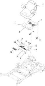 Seat Mounting Assembly Diagram and Parts List for 74901 (312000001-312999999)(2012) Toro Lawn Mower