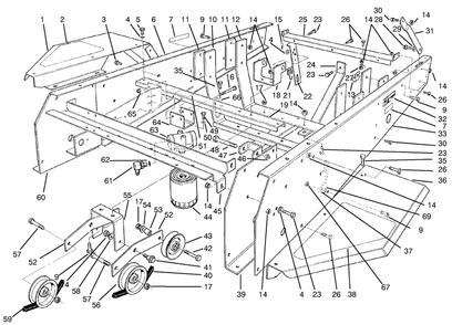 Frame And Jackshaft Assembly Diagram and Parts List for 30611 990001 - 999999 Toro Lawn Tractor