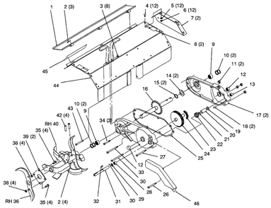 Part Location Diagram of 92-1653-03 Toro Tine-RH