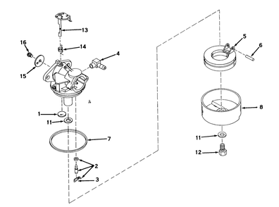 Carburetor No. 631612 Diagram and Parts List for 16268 5000001 - 5999999 Toro Lawn Mower