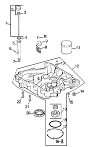 Oil Pan And Lubrication Assembly Diagram and Parts List for 30299TE (230000001-230999999)(2003) Toro Lawn Mower