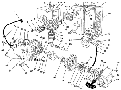 Engine & Muffler Assembly Diagram and Parts List for 30941 69000001 - 69999999 Toro Leaf Blower / Vacuum
