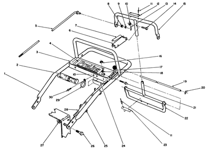 Handle Assembly Diagram and Parts List for 30102 0000001 - 0999999 Toro Lawn Tractor Accessories