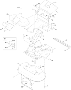 Housing Assembly Diagram and Parts List for 20978 400000000 - 402099999 Toro Lawn Mower