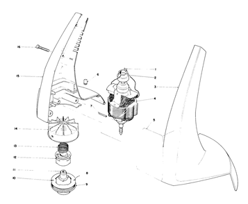 Motor And Housing Assembly Diagram and Parts List for 51218 1000001 - 1999999 Toro Trimmer