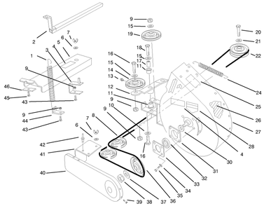 Blower Pulleys & Idler Arm Assembly Diagram and Parts List for 79430 59000001 - 59999999 Toro Lawn Tractor