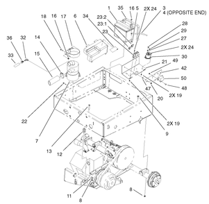 Drivetrain Mount Assembly Diagram and Parts List for 12003 210000001 - 210999999 Toro Lawn Tractor