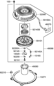 Starter Assembly Diagram and Parts List for 39984 (280000001-280999999)(2008) Toro Lawn Mower