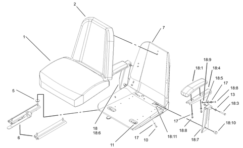 Seat Assembly 2 Diagram and Parts List for 74231 (230006001-230999999)(2003) Toro Lawn Mower