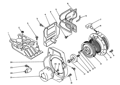 Recoil Starter Diagram and Parts List for 62008 8000001 - 8999999 Toro Generator