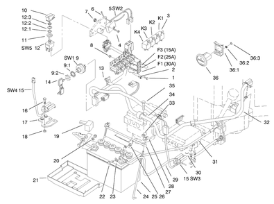 Electrical Systems Diagram and Parts List for 74160 790001 - 799999 Toro Lawn Tractor