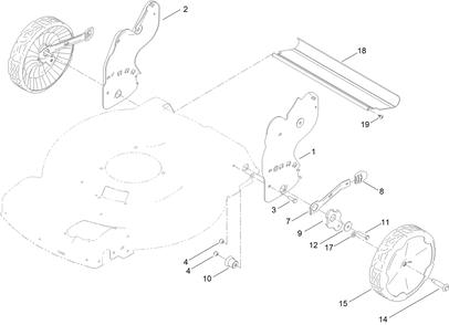 Rear Wheel And Height-Of-Cut Assembly Diagram and Parts List for 21445 411998892 - 999999999 Toro Lawn Mower