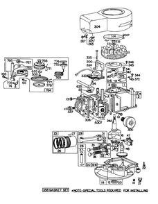 Engine Briggs & Stratton Model 92908-1743-01 For 21" Self Propelleed Model 16277 Diagram and Parts List for 16009 7000001 - 7999999 Toro Lawn Mower
