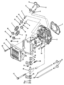 12hp Engine Cylinder Head & Valves Assembly Diagram and Parts List for R2-12O502 2000001 - 2999999 Toro Lawn Tractor
