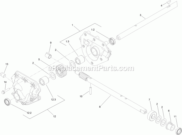 24 Inch Auger Gearcase Assembly No. 120-3859 Diagram and Parts List for 38811 316000001-316999999 Toro Snow Blower