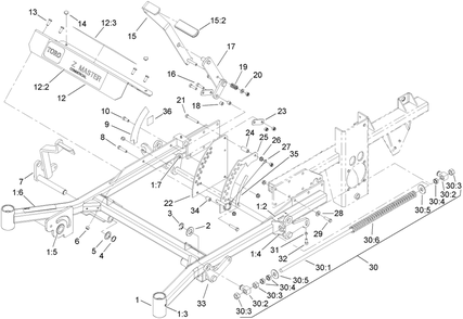 Front Frame Assembly Diagram and Parts List for 74281TE (260000001-260999999)(2006) Toro Lawn Tractor