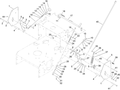Lower Control Assembly Diagram and Parts List for 39934 (311000001-311999999)(2011) Toro Lawn Mower