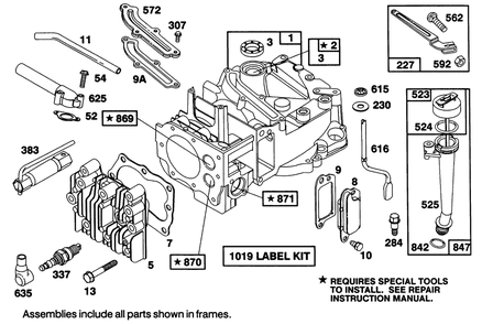 Engine Briggs & Stratton Model 122707-3187-01 Diagram and Parts List for 16402 1000001 - 1999999 Toro Lawn Mower