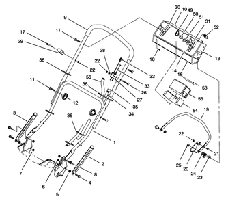 Handle Assembly Diagram and Parts List for 20768 6900001 - 6999999 Toro Lawn Mower