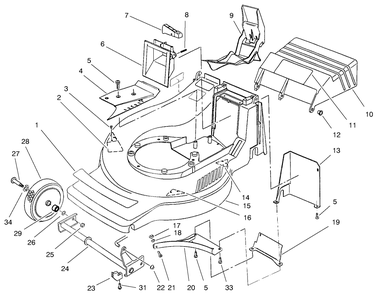 Deck Assembly Diagram and Parts List for 21050B 6900001 - 6999999 Toro Lawn Mower