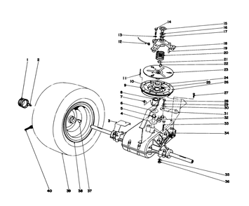 Transaxle & Clutch Assembly Diagram and Parts List for 57385 1000001 - 1999999 Toro Lawn Tractor
