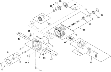 Hydraulic Pump Assembly Diagram and Parts List for 74558 (290000001-290000209)(2009) Toro Lawn Mower