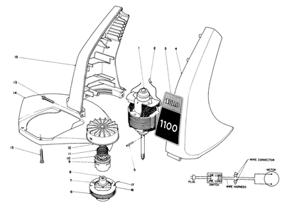 Motor And Housing Assembly Diagram and Parts List for 51325 7000001 - 7999999 Toro Trimmer