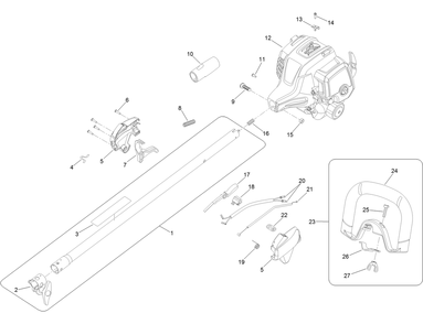 Upper Shaft, Handle And Power Head Assembly Diagram and Parts List for 51958 317000001 - 317999999 Toro Trimmer