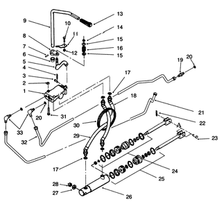 Hydraulic Control System Diagram and Parts List for 73401 5901261 - 5999999 Toro Lawn Tractor