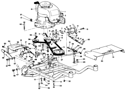 Engine And Frame Assembly Diagram and Parts List for 23267 1000001 - 1999999 Toro Lawn Mower