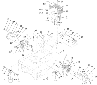 Hydraulic System Assembly Diagram and Parts List for 30071 404320000-999999999 Toro Lawn Mower