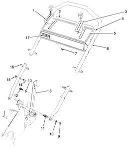 Handle Assembly Diagram and Parts List for 26621 0000001 - 0999999 Toro Lawn Mower