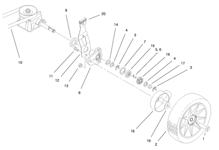 Gear Case & Wheel Assembly Diagram and Parts List for 20711 9900001 - 99999999 Toro Lawn Mower