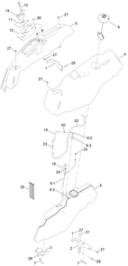Fuel Pod And Body Styling Assembly Diagram and Parts List for 75759 407800000 - 999999999 Toro Lawn Tractor