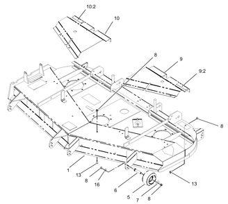 Deck And Wheel Gage Assembly Diagram and Parts List for 74213 (230006001-230999999)(2003) Toro Lawn Mower