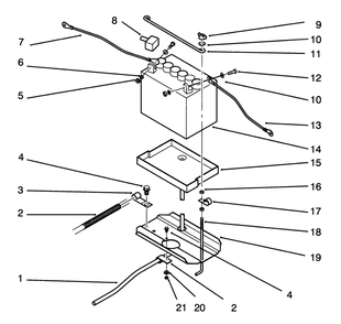Battery Assembly Diagram and Parts List for 72060 3900001 - 3999999 Toro Lawn Tractor