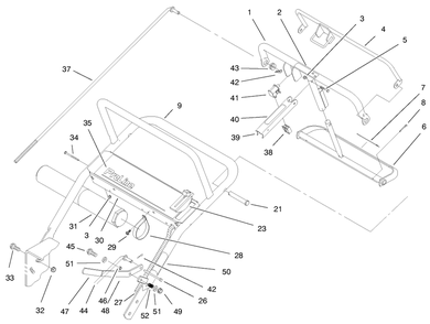 Handle Asm Diagram and Parts List for 30194 990201 - 999999 Toro Lawn Mower