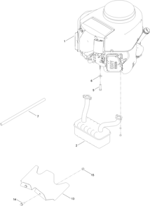 Engine And Muffler Assembly Diagram and Parts List for 75753 412400000 - 999999999 Toro Lawn Tractor