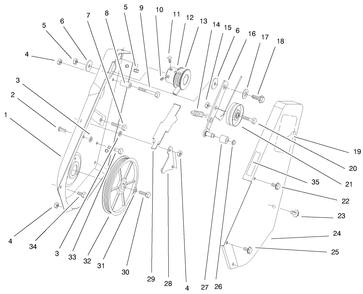 Side Plate And Idler Assembly Diagram and Parts List for 38424 9900001 - 9999999 Toro Snow Blower